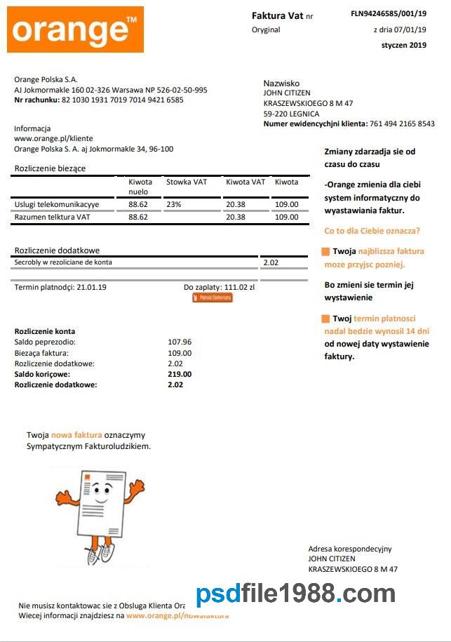 Poland Orange Utility Bill